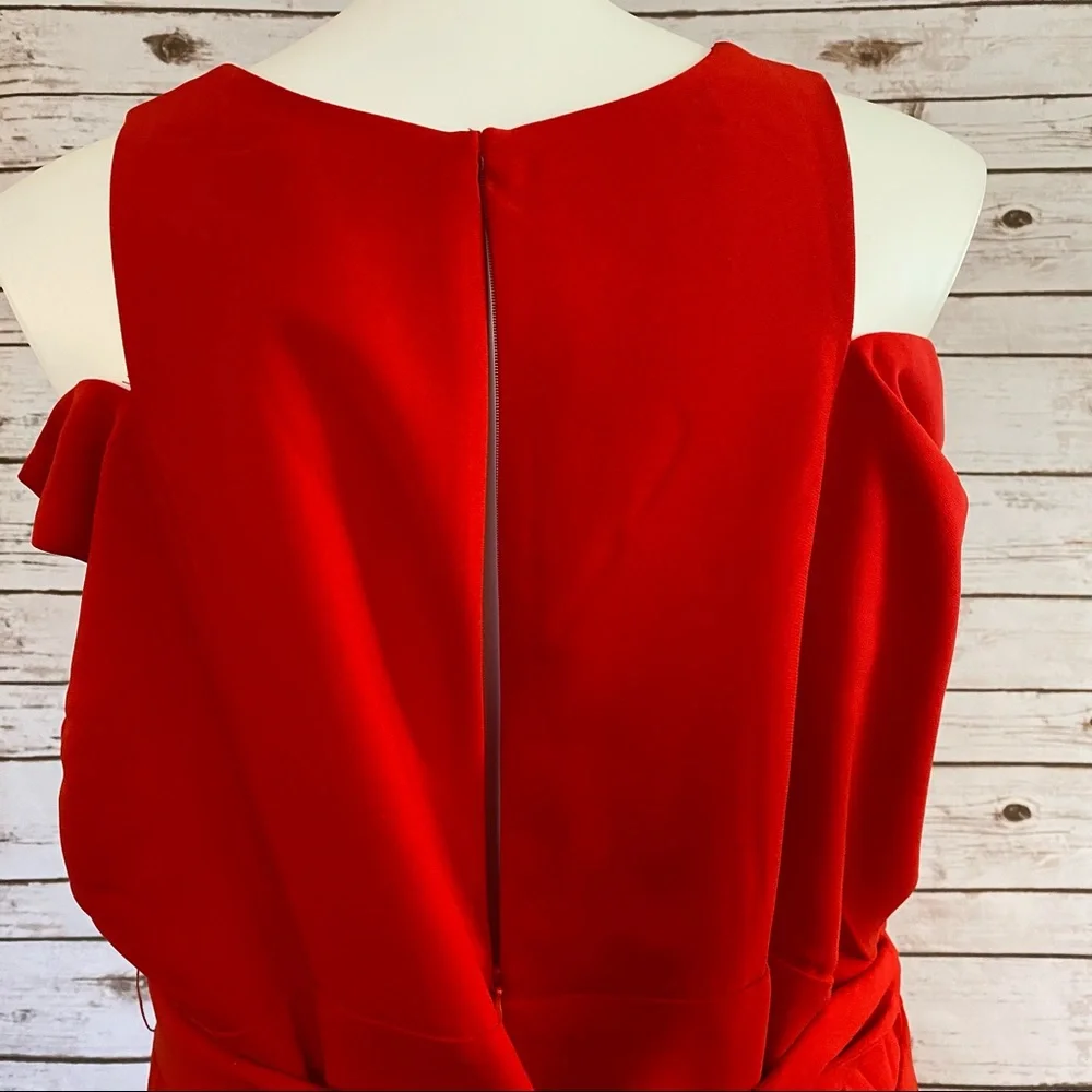 ROAMANS RED SLEEVELESS CUTOUT DRESS - Picture 7 of 9